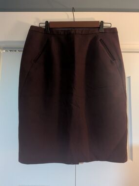 Ann Taylor LOFT Womens Pencil Skirt Maroon/Plum Size 6  Faux Pockets